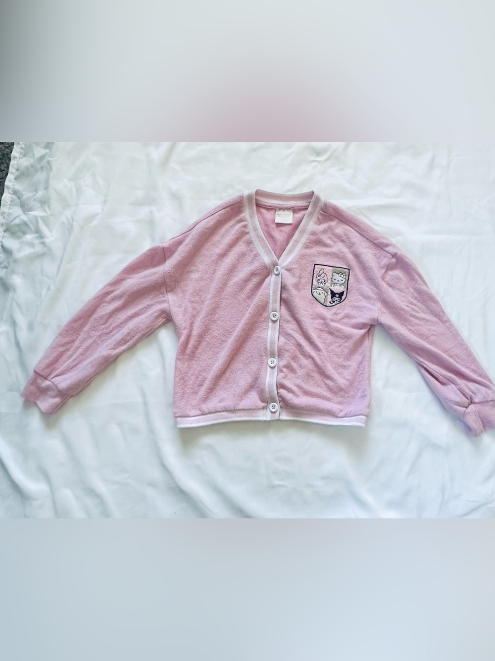 Hello Kitty Pink and White Knit Pullover with Label Detail